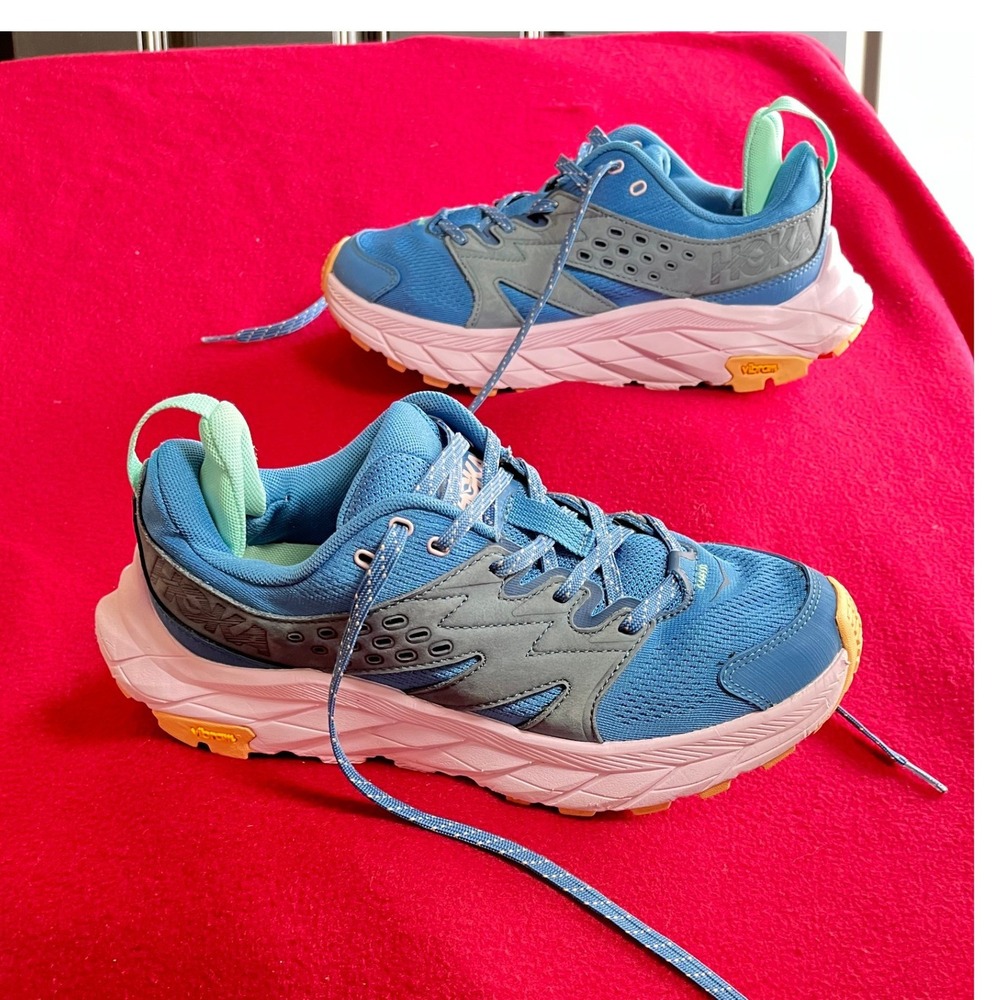 Hoka One One Anacapa Low GTX Blue Pink Vibram Trail Hiking Shoes Womens Sz 9.5B